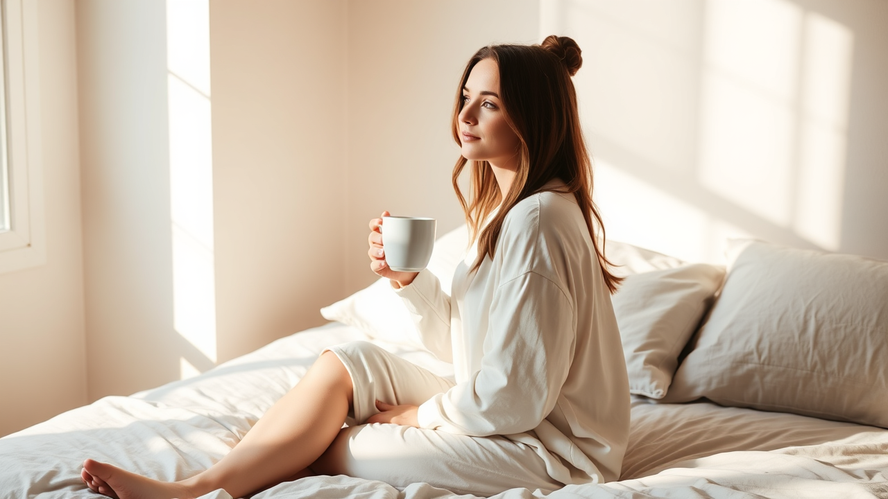 Woman enjoying a quiet morning ritual
